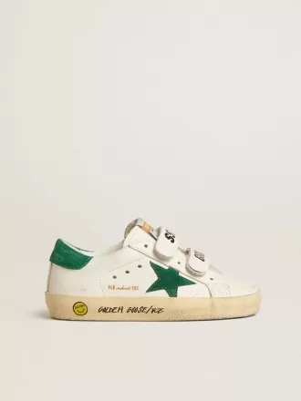 Old School Young avec étoile en daim vert et languette au talon