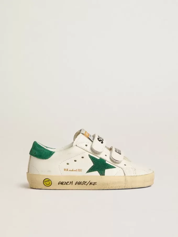 Old School Young avec étoile en daim vert et languette au talon