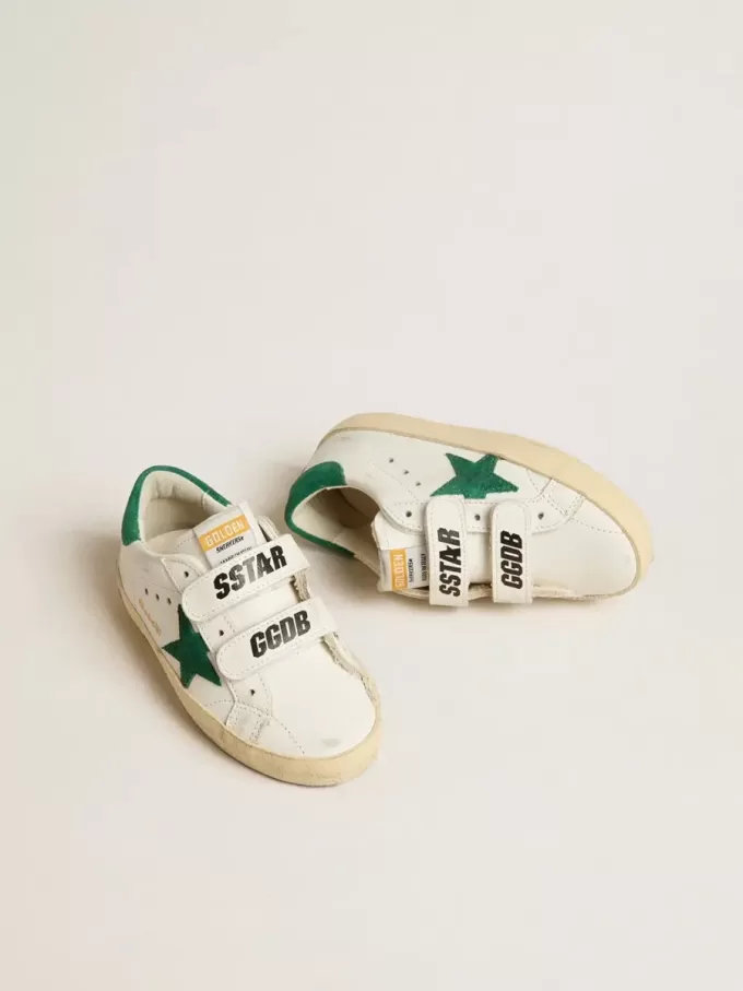Old School Young avec étoile en daim vert et languette au talon