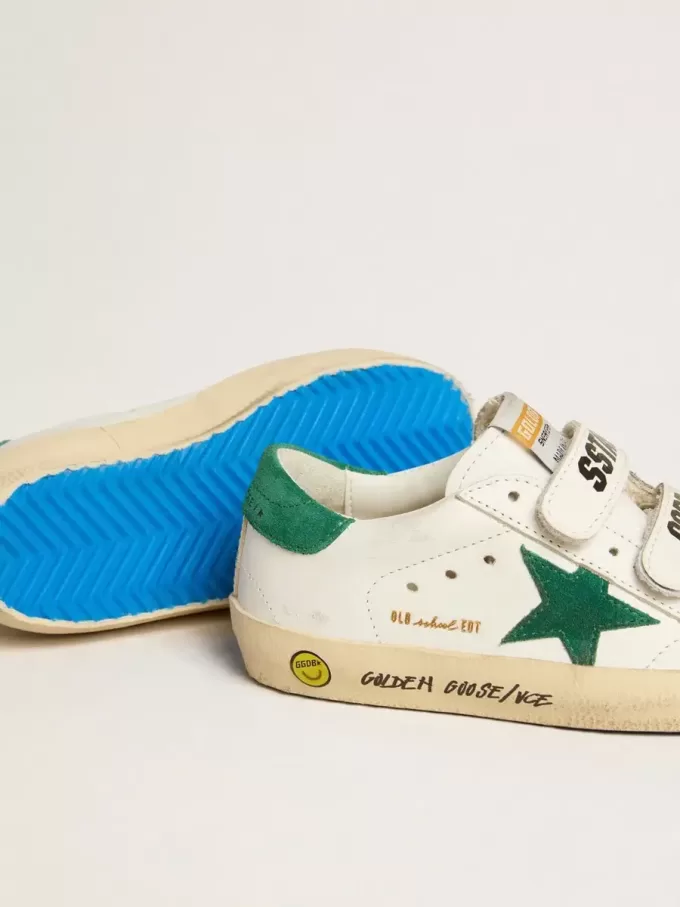 Old School Young avec étoile en daim vert et languette au talon
