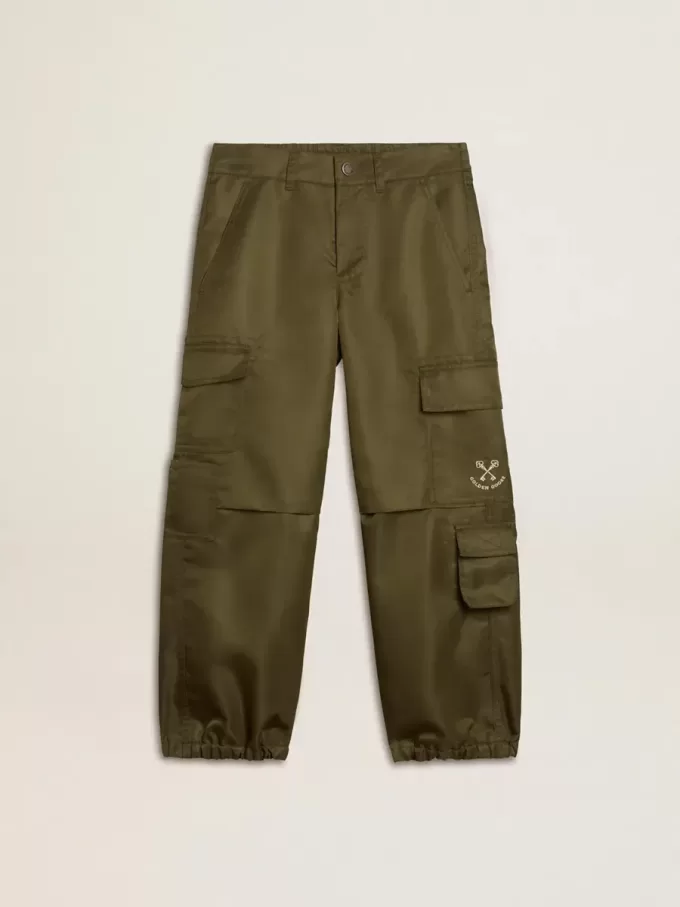 Pantalon cargo pour enfants, couleur vert militaire