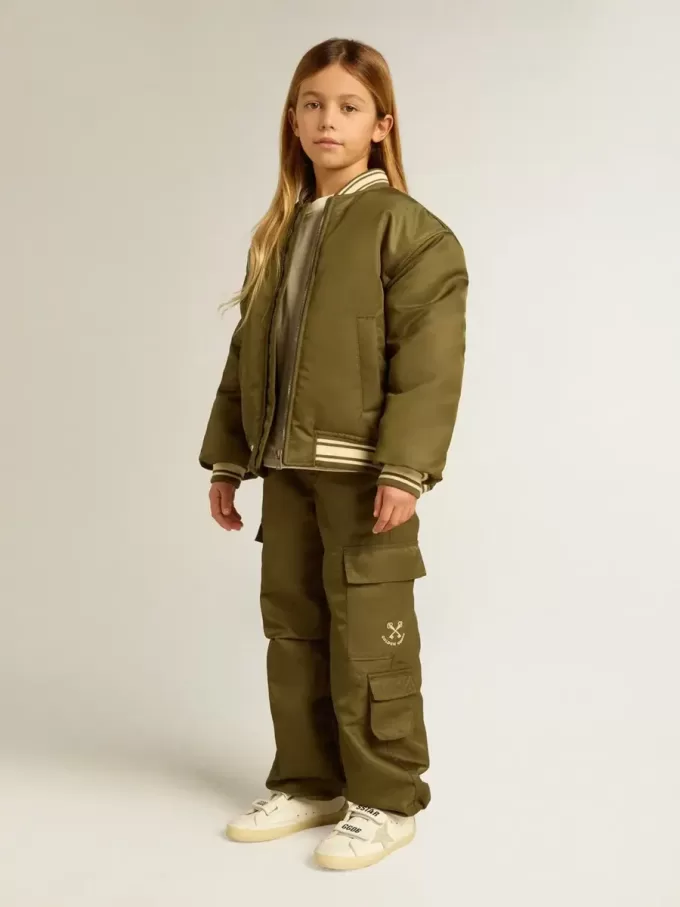 Pantalon cargo pour enfants, couleur vert militaire