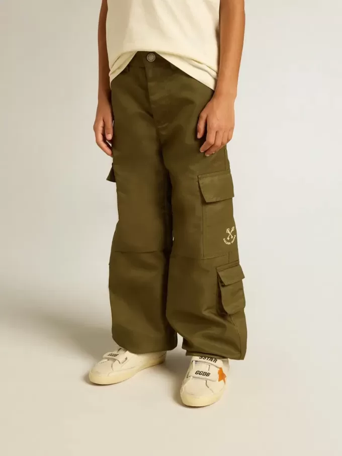 Pantalon cargo pour enfants, couleur vert militaire