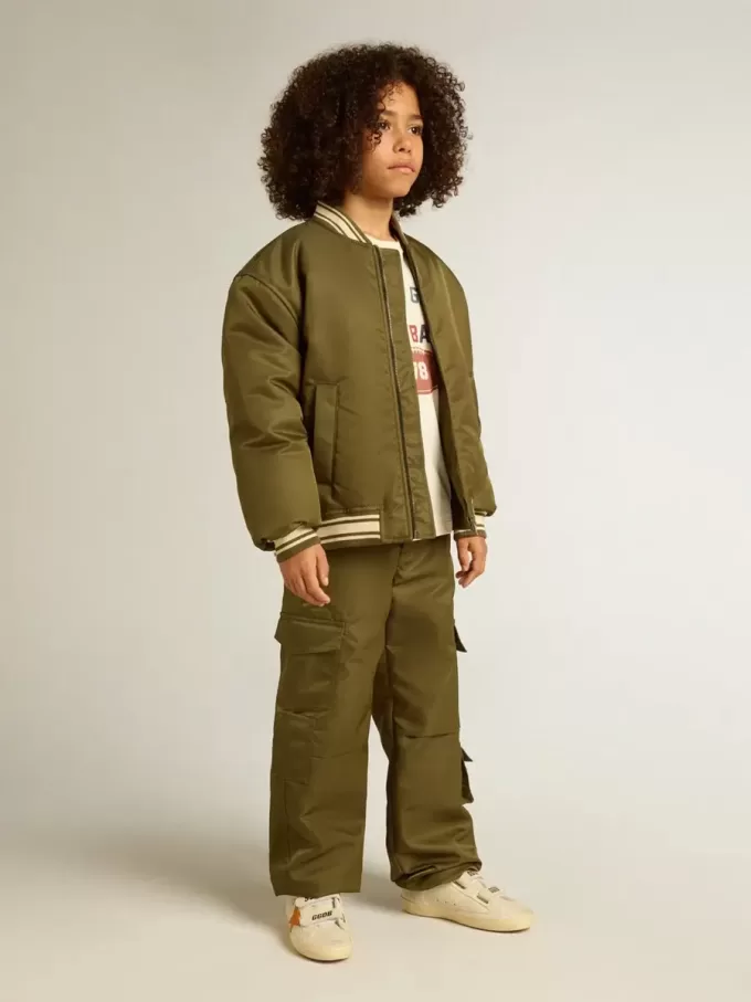 Pantalon cargo pour enfants, couleur vert militaire
