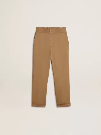 Pantalon chino pour enfant en coton couleur tabac