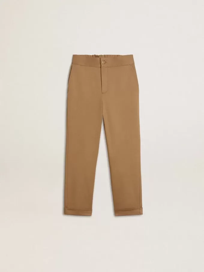 Pantalon chino pour enfant en coton couleur tabac