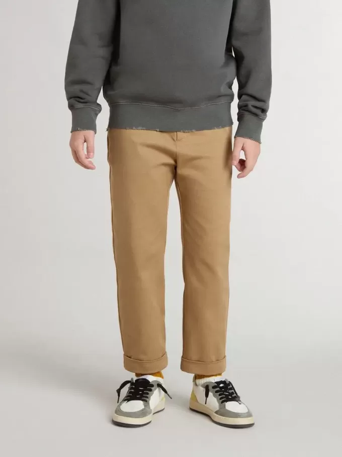 Pantalon chino pour enfant en coton couleur tabac