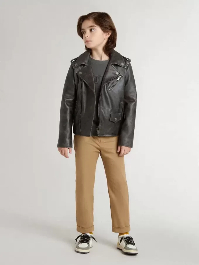Pantalon chino pour enfant en coton couleur tabac