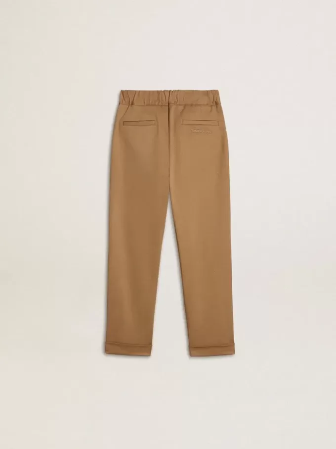Pantalon chino pour enfant en coton couleur tabac