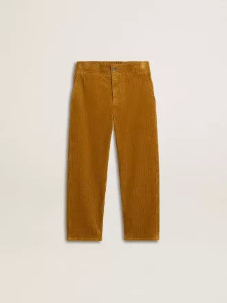 Pantalon chino pour garçon couleur tabac avec broderies