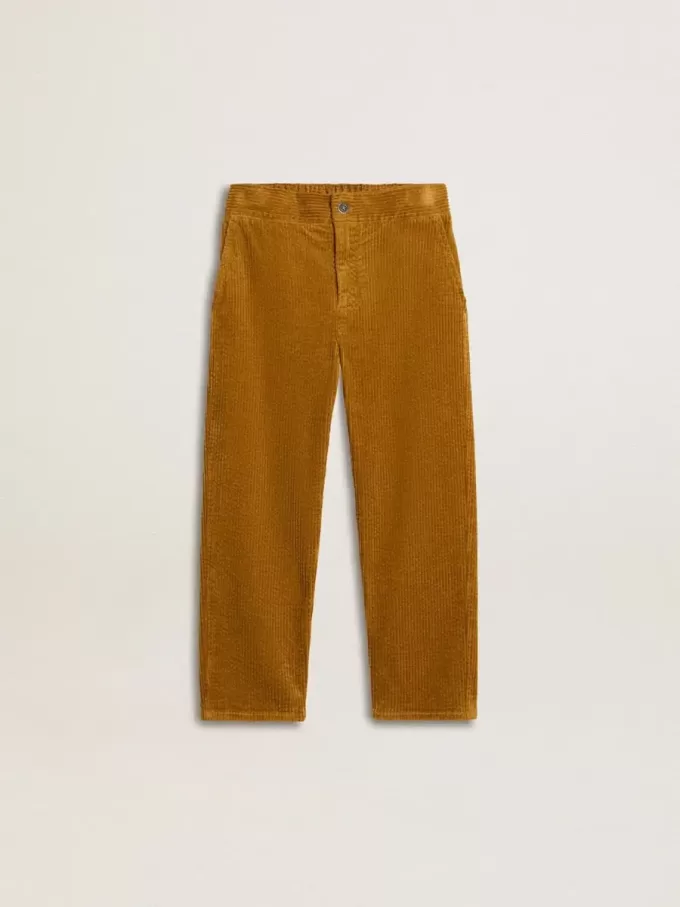 Pantalon chino pour garçon couleur tabac avec broderies