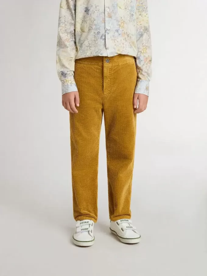 Pantalon chino pour garçon couleur tabac avec broderies