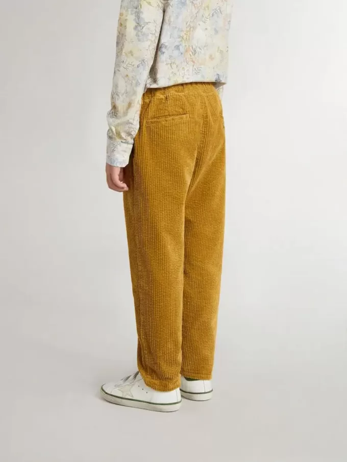 Pantalon chino pour garçon couleur tabac avec broderies