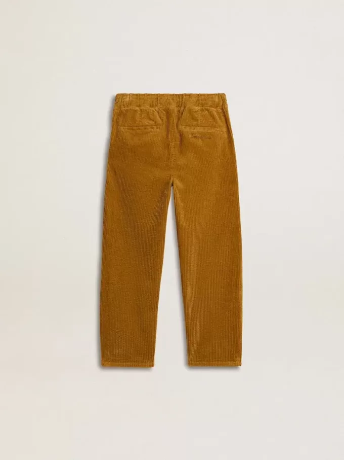 Pantalon chino pour garçon couleur tabac avec broderies