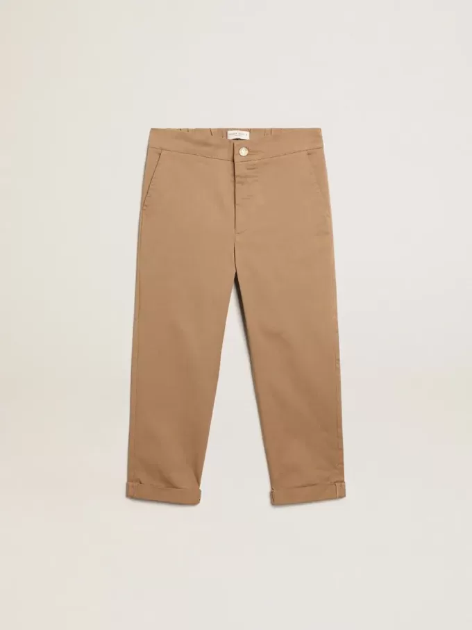Pantalon chino pour garçon en coton caramel