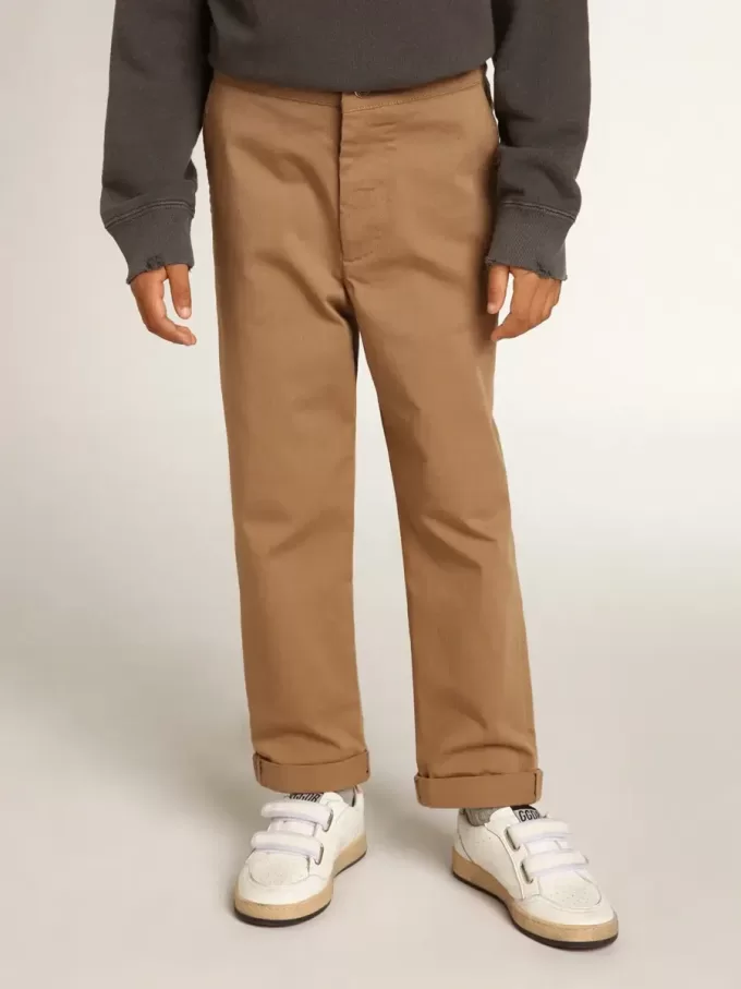 Pantalon chino pour garçon en coton caramel