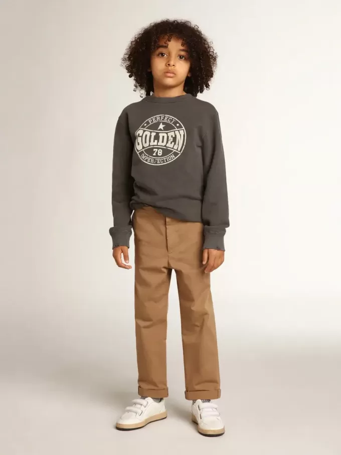 Pantalon chino pour garçon en coton caramel