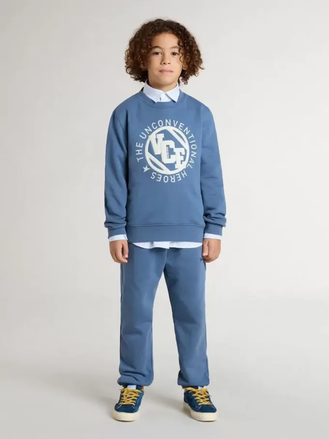 Pantalon de jogging bleu pour enfant avec broderies
