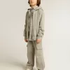 Pantalon de jogging cargo en coton gris chiné avec broderies