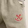 Pantalon de jogging cargo en coton gris chiné avec broderies