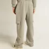Pantalon de jogging cargo en coton gris chiné avec broderies