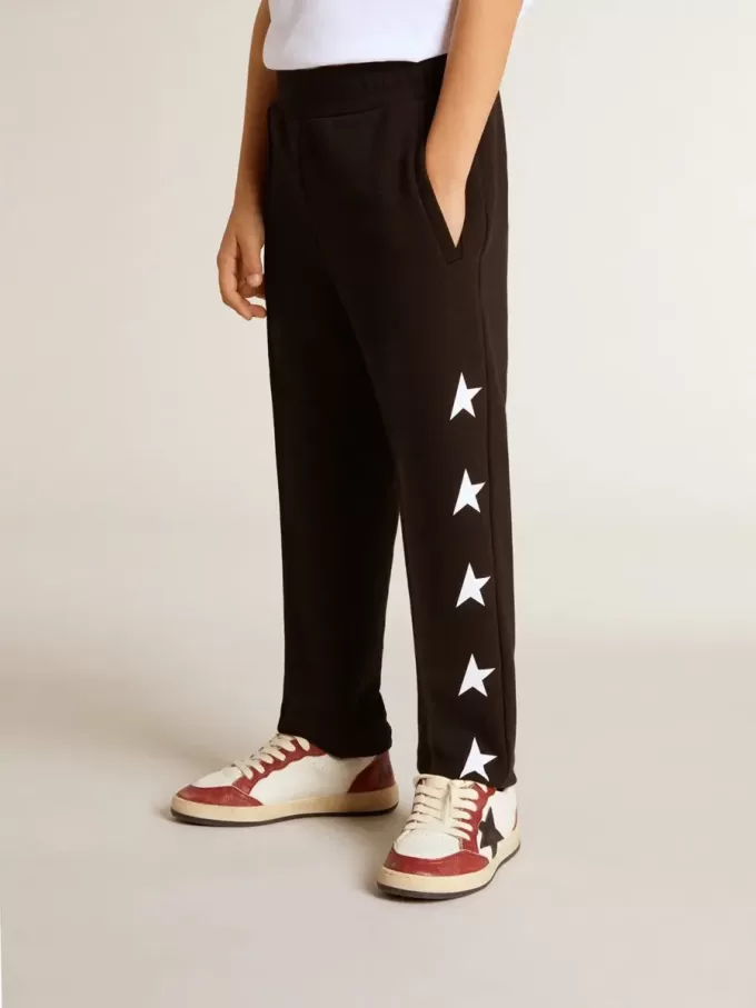 Pantalon de jogging noir pour garçon avec étoiles blanches