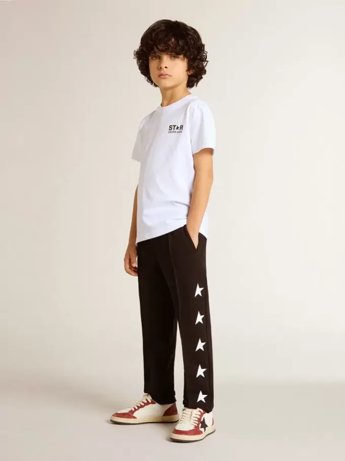 Pantalon de jogging noir pour garçon avec étoiles blanches