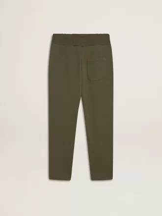 Pantalon de jogging vert militaire pour garçon avec étoiles blanches