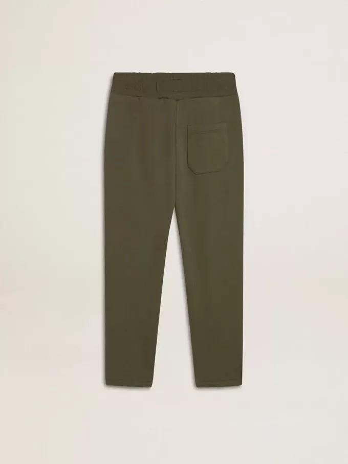 Pantalon de jogging vert militaire pour garçon avec étoiles blanches