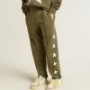 Pantalon de jogging vert militaire pour garçon avec étoiles blanches