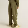 Pantalon de jogging vert militaire pour garçon avec étoiles blanches