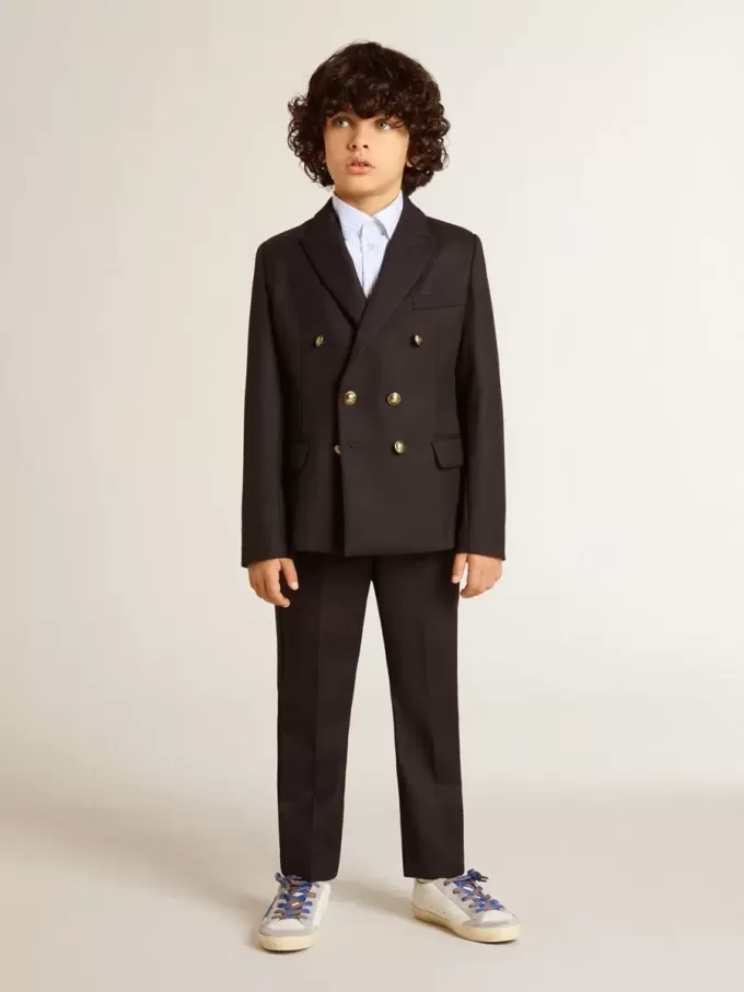 Pantalon en laine bleu foncé pour garçon