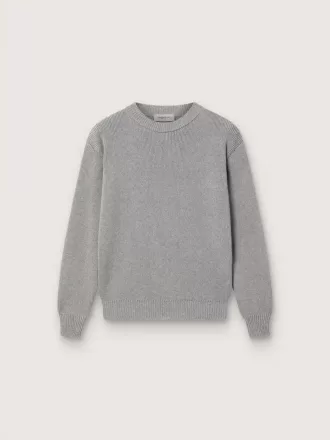 Pull Golden unisexe pour enfants en gris chiné côtelé avec logo dans le dos