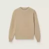 Pull unisexe à côtes doré beige pour enfants avec logo au dos