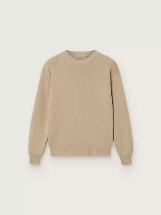 Pull unisexe à côtes doré beige pour enfants avec logo au dos