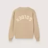 Pull unisexe à côtes doré beige pour enfants avec logo au dos
