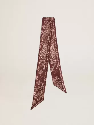 Ruban en twill de soie bordeaux à motif cachemire