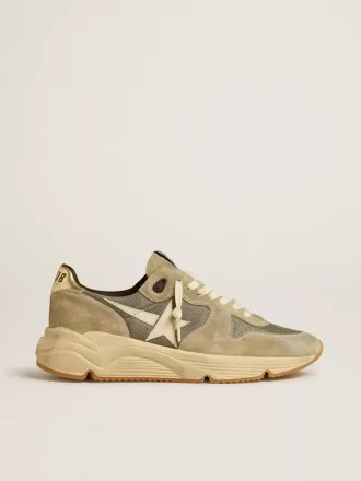 Running Sole en daim gris avec étoile blanche et languette blanche au talon