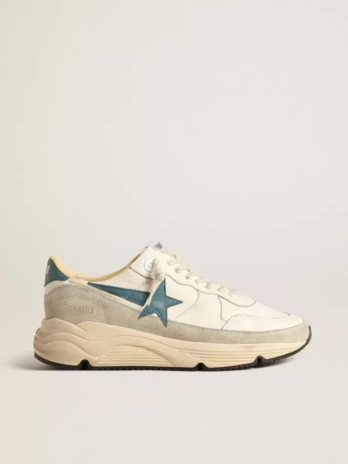 Running Sole en nappa avec étoile en cuir bleu et empiècement en daim