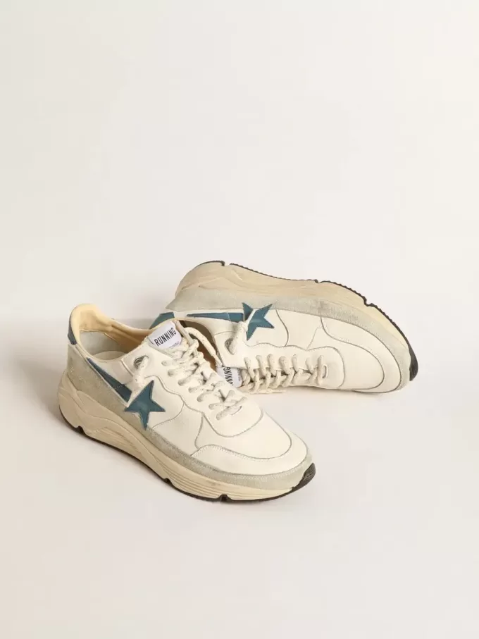 Running Sole en nappa avec étoile en cuir bleu et empiècement en daim