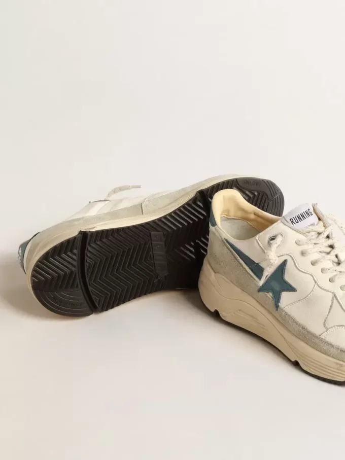 Running Sole en nappa avec étoile en cuir bleu et empiècement en daim