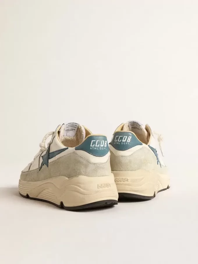 Running Sole en nappa avec étoile en cuir bleu et empiècement en daim