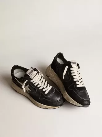 Running Sole pour femme en nappa noir et daim