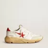 Running Sole pour homme avec étoile en cuir et languette au talon avec imprimé rouge