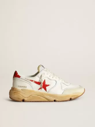 Running Sole pour homme avec étoile en cuir et languette au talon avec imprimé rouge