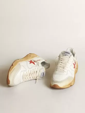 Running Sole pour homme avec étoile en cuir et languette au talon avec imprimé rouge
