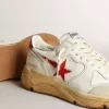 Running Sole pour homme avec étoile en cuir et languette au talon avec imprimé rouge