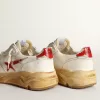Running Sole pour homme avec étoile en cuir et languette au talon avec imprimé rouge