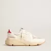 Running Sole pour homme en cuir nappa avec étoile en cuir beige et languette rouge au talon