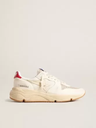 Running Sole pour homme en cuir nappa avec étoile en cuir beige et languette rouge au talon
